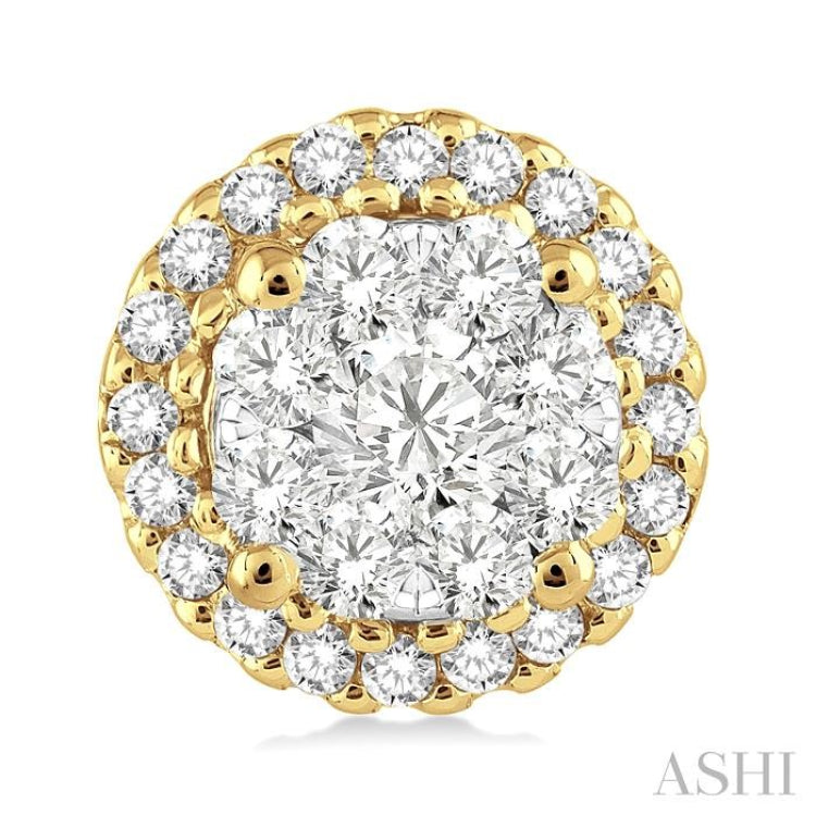 3/4 ctw Lovebright Round Cut Diamond Earrings in 14K Yellow and White Gold