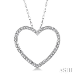 1/6 ctw Heart Round Cut Diamond Pendant With Link Chain in 10K White Gold