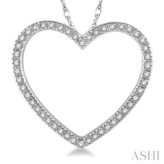 1/6 ctw Heart Round Cut Diamond Pendant With Link Chain in 10K White Gold