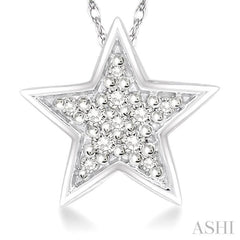 1/10 ctw Star Cutout Round Cut Diamond Pendant With Link Chain in 10K White Gold