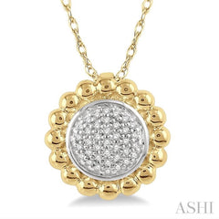 1/20 ctw Floral Round Cut Diamond Fashion Pendant in 10K Yellow Gold with chain