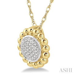 1/20 ctw Floral Round Cut Diamond Fashion Pendant in 10K Yellow Gold with chain