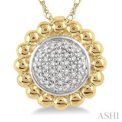 1/20 ctw Floral Round Cut Diamond Fashion Pendant in 10K Yellow Gold with chain