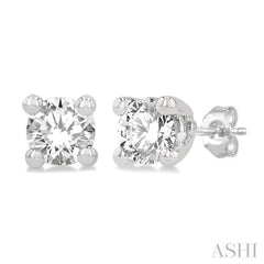 1/20 ctw Round Cut Diamond Stud Earring in 14K White Gold