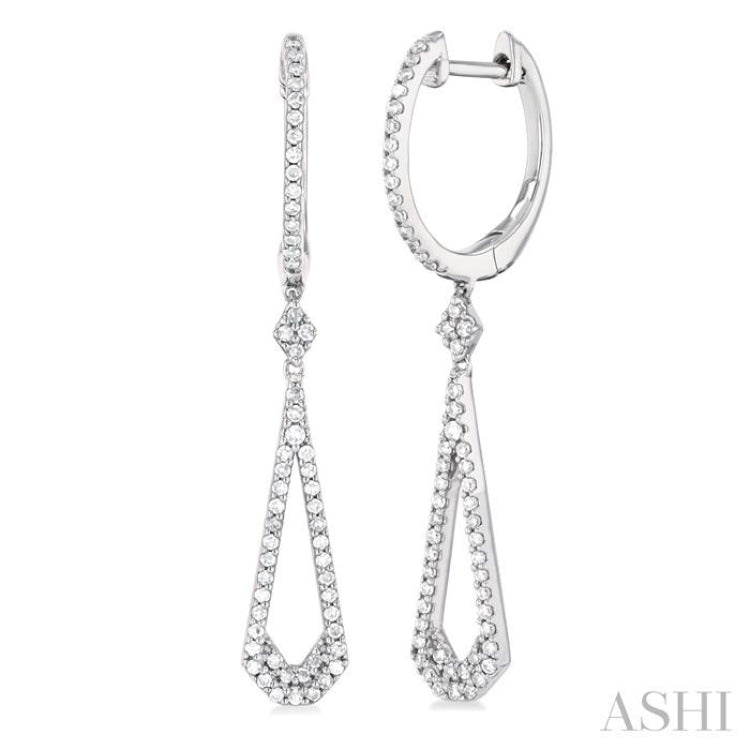 1/3 ctw Tear Drop Round Cut Diamond Long Earring in 10K White Gold
