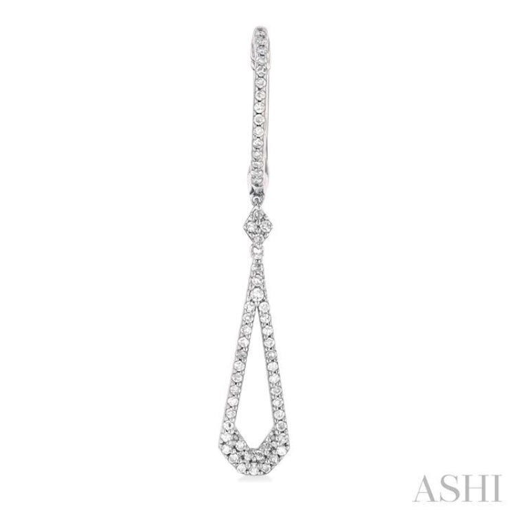 1/3 ctw Tear Drop Round Cut Diamond Long Earring in 10K White Gold