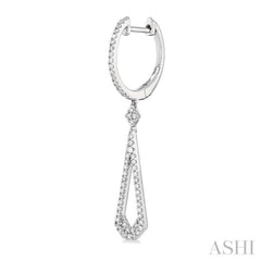 1/3 ctw Tear Drop Round Cut Diamond Long Earring in 10K White Gold