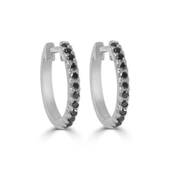 14k Gold & Black Diamond Huggie Earrings - 0.10ct
