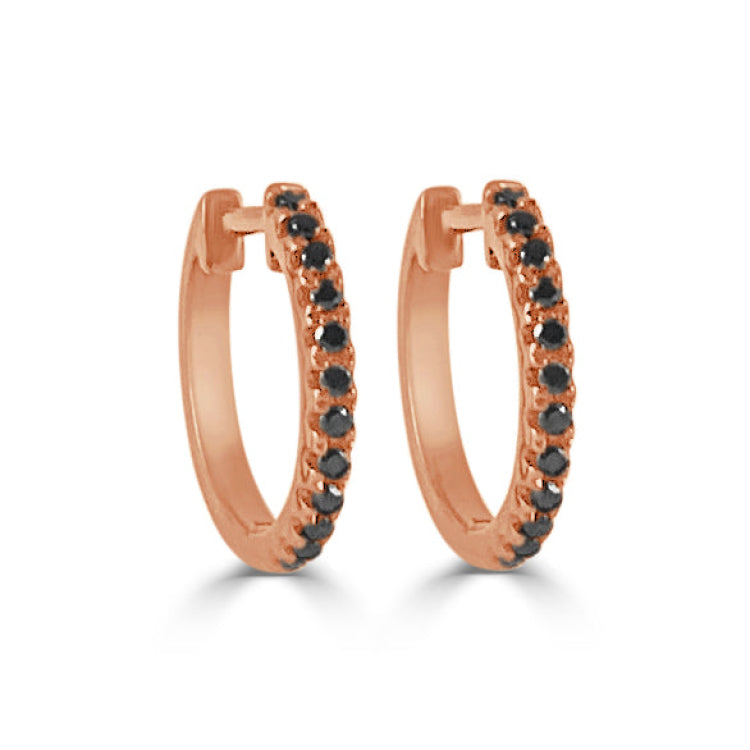 14k Gold & Black Diamond Huggie Earrings - 0.10ct