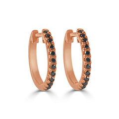 14k Gold & Black Diamond Huggie Earrings - 0.10ct
