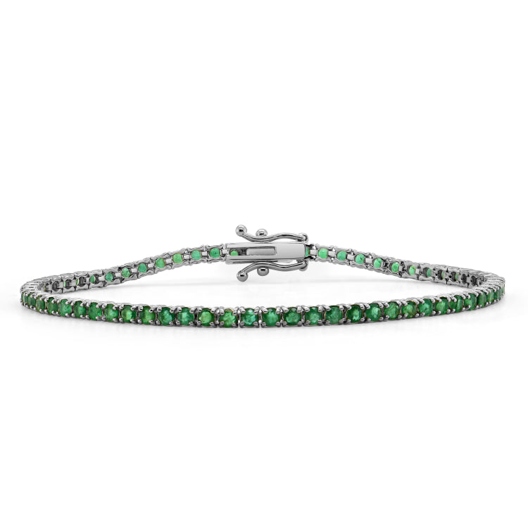 14k Gold & Green Emerald Tennis Bracelet -4.00ct