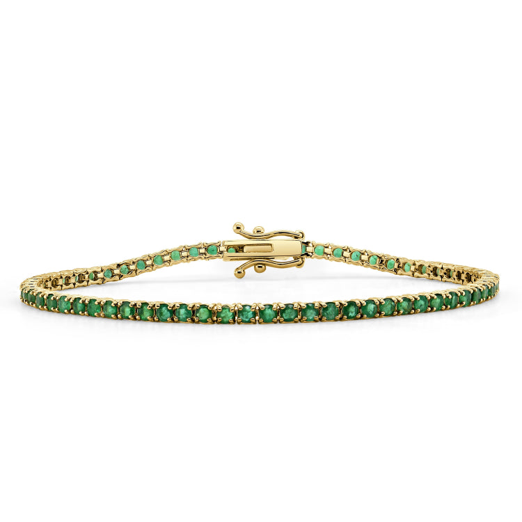 14k Gold & Green Emerald Tennis Bracelet -4.00ct