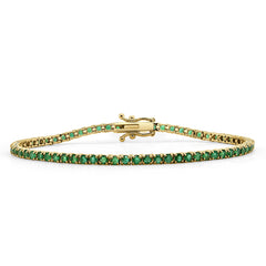 14k Gold & Green Emerald Tennis Bracelet -4.00ct
