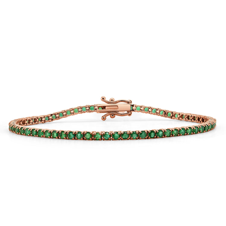 14k Gold & Green Emerald Tennis Bracelet -4.00ct