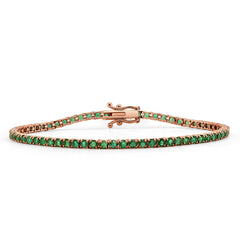 14k Gold & Green Emerald Tennis Bracelet -4.00ct