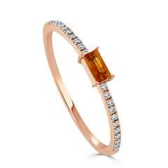 14k Gold & Citrine Baguette Stackable Ring - 0.20ct - 0.25ct