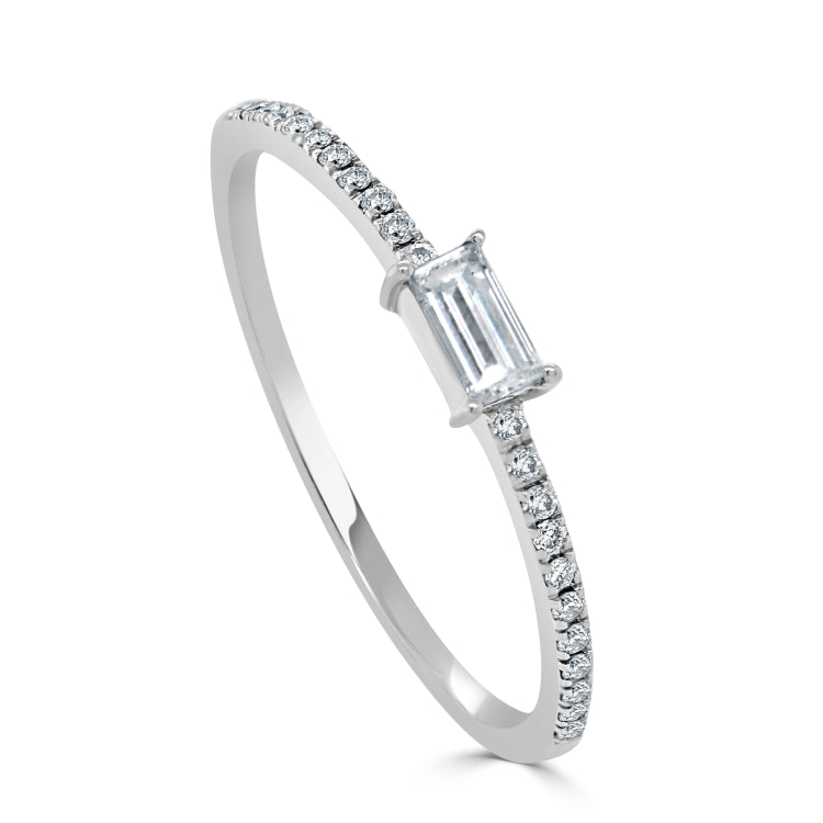 14k Gold & Diamond Baguette Stackable Ring 0.20ct - 0.25ct