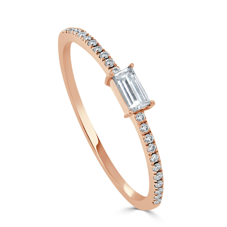 14k Gold & Diamond Baguette Stackable Ring 0.20ct - 0.25ct
