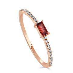 14k Gold & Garnet Baguette Stackable Ring - 0.11ct - 0.16ct