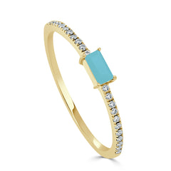 14K Gold Turquoise & Diamond Band