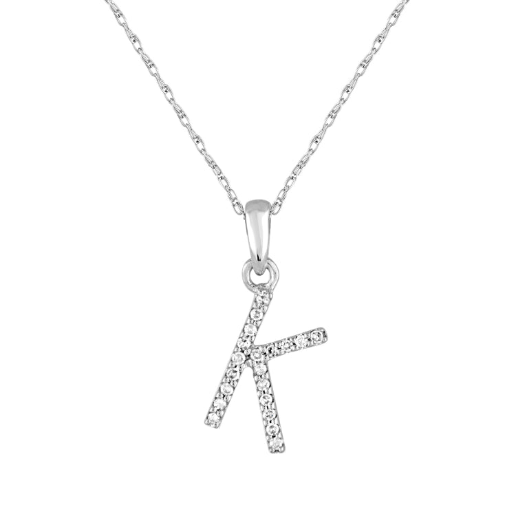 14k Gold & Diamond Initial A-Z Necklace Pendant 16-18" Inches - 0.07 ct. - 0.09 ct.