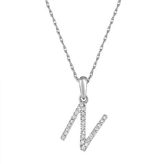 14k Gold & Diamond Initial A-Z Necklace Pendant 16-18" Inches - 0.07 ct. - 0.09 ct.