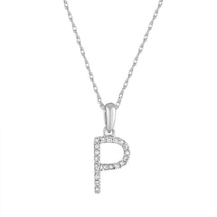 14k Gold & Diamond Initial A-Z Necklace Pendant 16-18" Inches - 0.07 ct. - 0.09 ct.