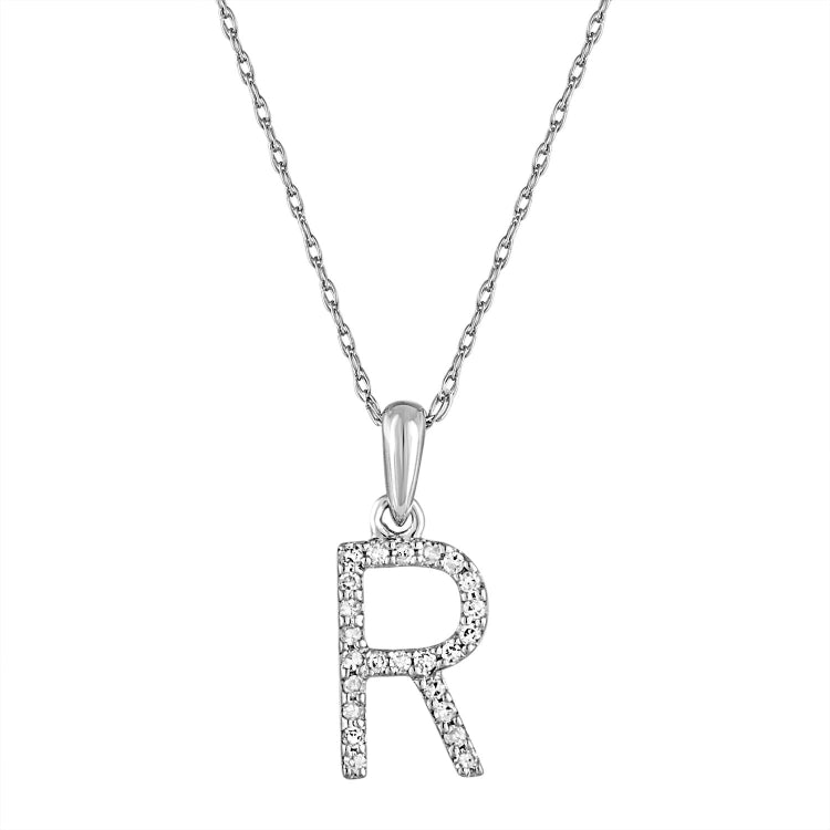 14k Gold & Diamond Initial A-Z Necklace Pendant 16-18" Inches - 0.07 ct. - 0.09 ct.