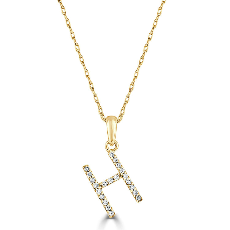 14k Gold & Diamond Initial A-Z Necklace Pendant 16-18" Inches - 0.07 ct. - 0.09 ct.