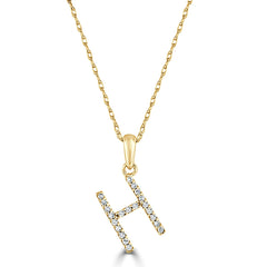 14k Gold & Diamond Initial A-Z Necklace Pendant 16-18" Inches - 0.07 ct. - 0.09 ct.