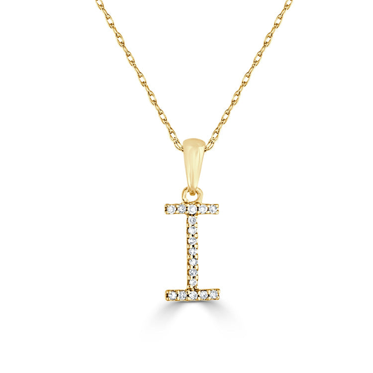 14k Gold & Diamond Initial A-Z Necklace Pendant 16-18" Inches - 0.07 ct. - 0.09 ct.