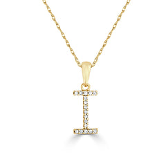 14k Gold & Diamond Initial A-Z Necklace Pendant 16-18" Inches - 0.07 ct. - 0.09 ct.