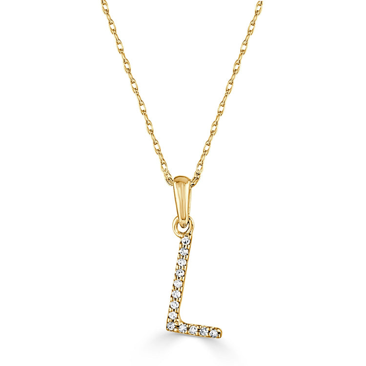 14k Gold & Diamond Initial A-Z Necklace Pendant 16-18" Inches - 0.07 ct. - 0.09 ct.