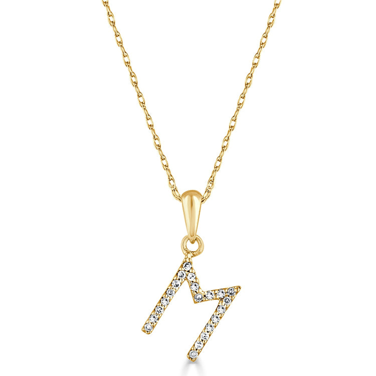 14k Gold & Diamond Initial A-Z Necklace Pendant 16-18" Inches - 0.07 ct. - 0.09 ct.