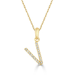 14k Gold & Diamond Initial A-Z Necklace Pendant 16-18" Inches - 0.07 ct. - 0.09 ct.