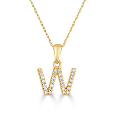 14k Gold & Diamond Initial A-Z Necklace Pendant 16-18" Inches - 0.07 ct. - 0.09 ct.
