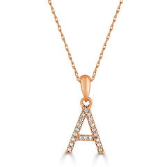 14k Gold & Diamond Initial A-Z Necklace Pendant 16-18" Inches - 0.07 ct. - 0.09 ct.