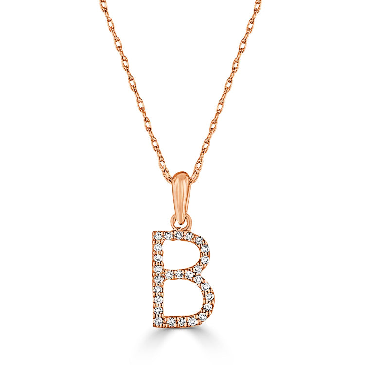 14k Gold & Diamond Initial A-Z Necklace Pendant 16-18" Inches - 0.07 ct. - 0.09 ct.