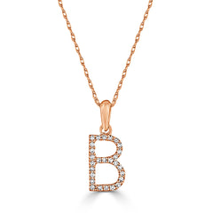 14k Gold & Diamond Initial A-Z Necklace Pendant 16-18" Inches - 0.07 ct. - 0.09 ct.