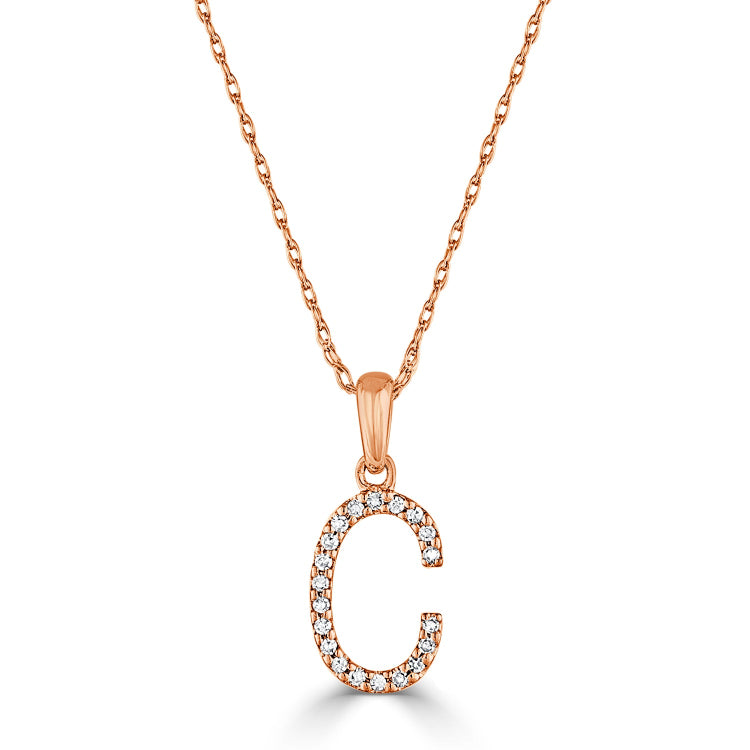 14k Gold & Diamond Initial A-Z Necklace Pendant 16-18" Inches - 0.07 ct. - 0.09 ct.