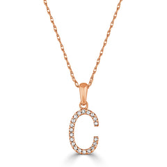14k Gold & Diamond Initial A-Z Necklace Pendant 16-18" Inches - 0.07 ct. - 0.09 ct.