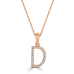 14k Gold & Diamond Initial A-Z Necklace Pendant 16-18" Inches - 0.07 ct. - 0.09 ct.