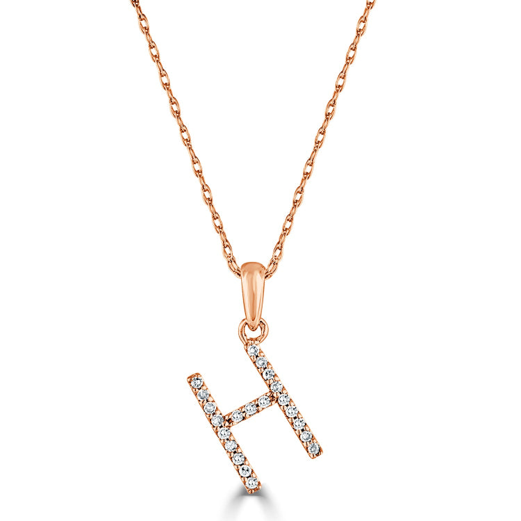 14k Gold & Diamond Initial A-Z Necklace Pendant 16-18" Inches - 0.07 ct. - 0.09 ct.