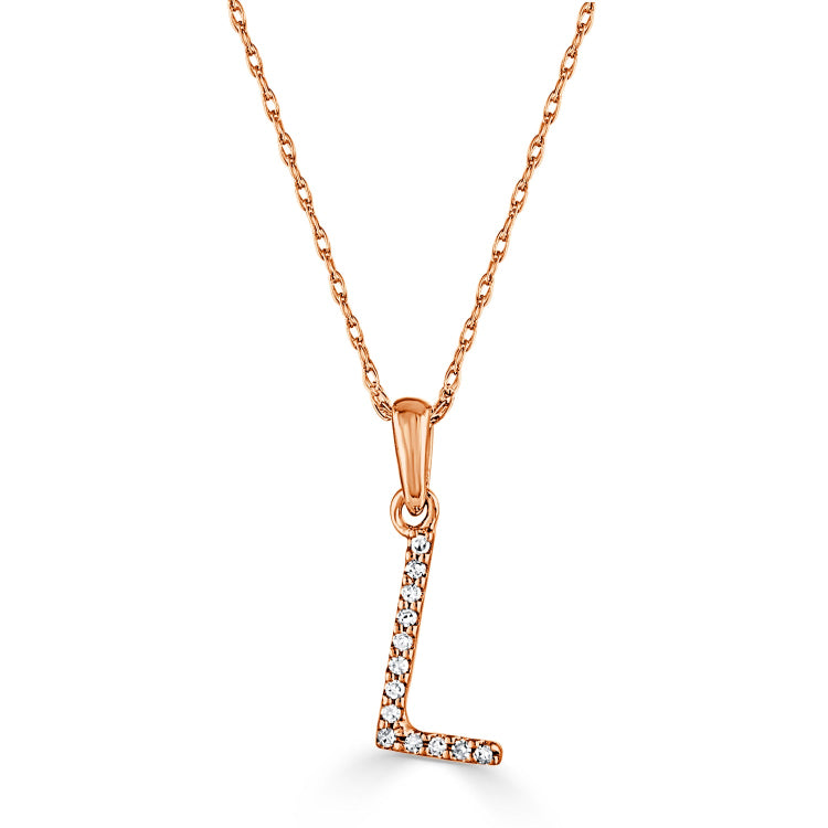 14k Gold & Diamond Initial A-Z Necklace Pendant 16-18" Inches - 0.07 ct. - 0.09 ct.