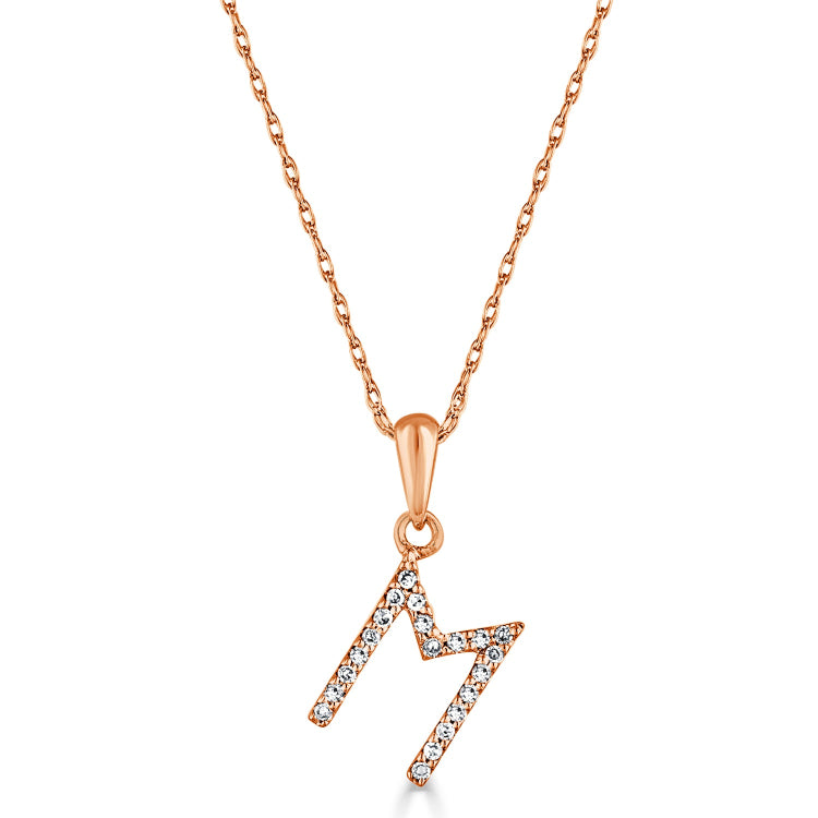 14k Gold & Diamond Initial A-Z Necklace Pendant 16-18" Inches - 0.07 ct. - 0.09 ct.