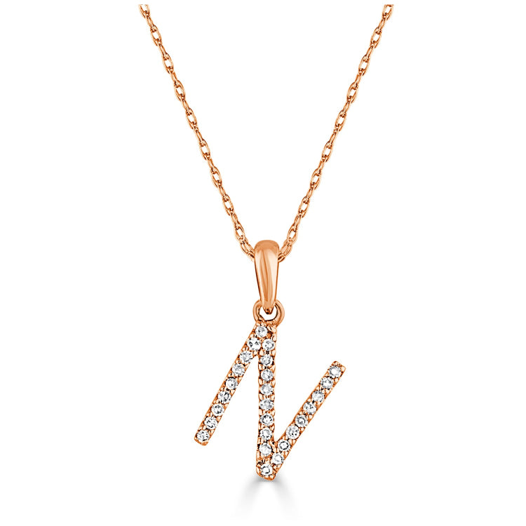 14k Gold & Diamond Initial A-Z Necklace Pendant 16-18" Inches - 0.07 ct. - 0.09 ct.