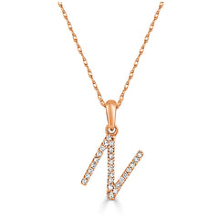 14k Gold & Diamond Initial A-Z Necklace Pendant 16-18" Inches - 0.07 ct. - 0.09 ct.