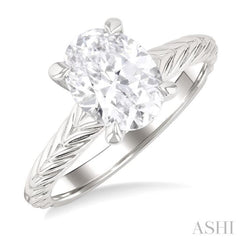 1/20 ctw Akari Oval Shape Round Cut Diamond Semi Mount Engagement Ring in 14K White Gold