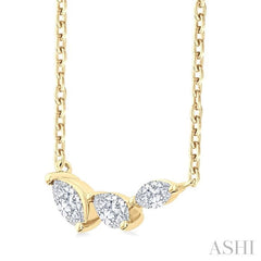 1/6 Ctw Graduated Marquise Cut Diamond Fashion Necklace in 14K Yellow Gold