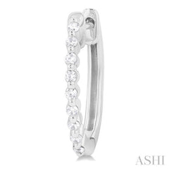 1/6 ctw Petite Shared Prong Round Cut Diamond Hoop Earring in Sterling Silver